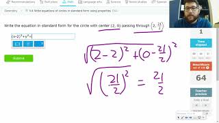 Writing the Standard Form of a Circle Geometry IXL V.4