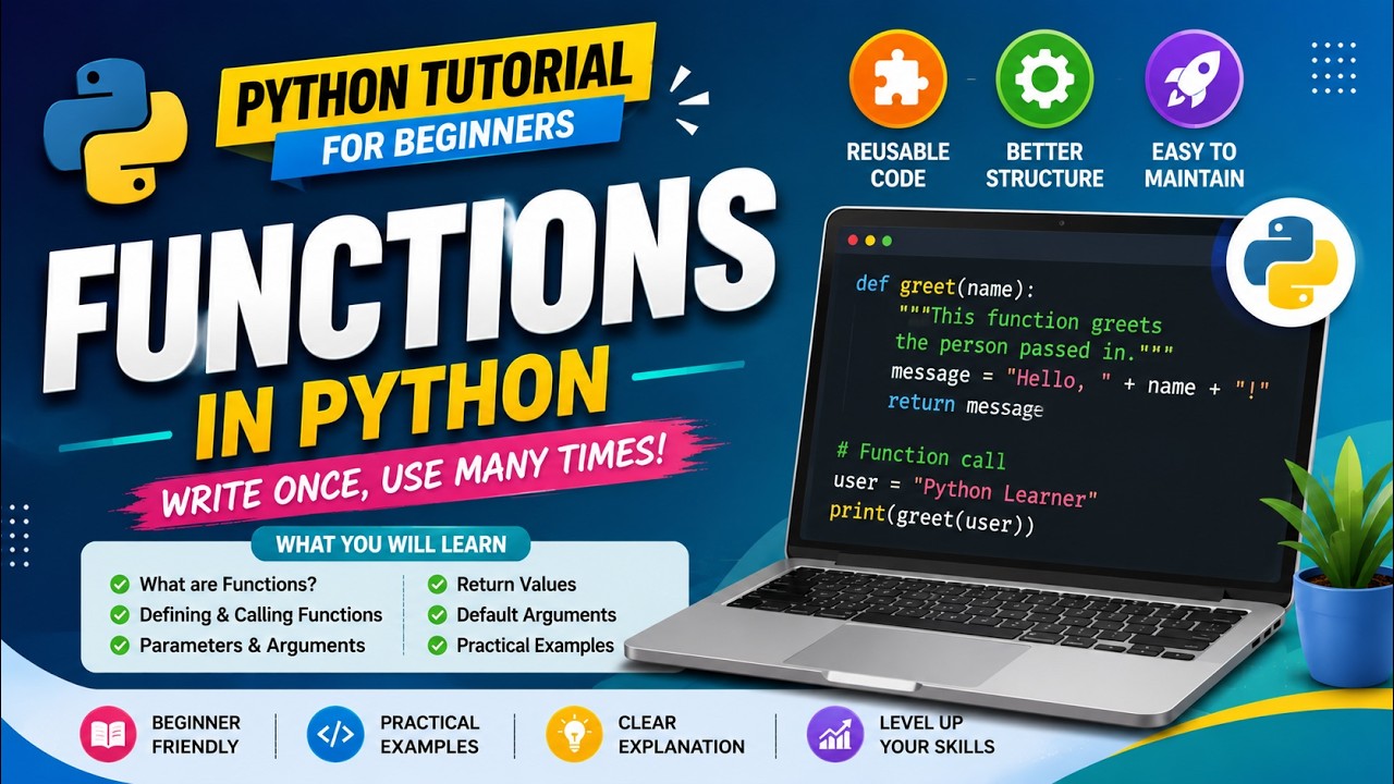 Functions | Python Tutorial for Beginners - YouTube