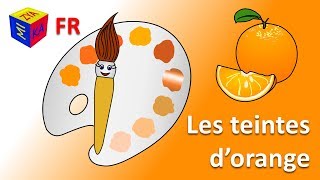 Apprends les couleurs en français avec un pinceau magique: les teintes d’orange. Dessin animé