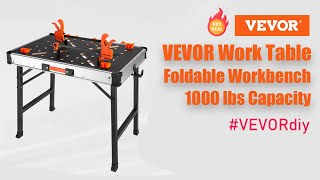 VEVOR Folding Work Table, 2-in-1 Workbench, 1000 lbs Load Capacity, Easy Garage Storage