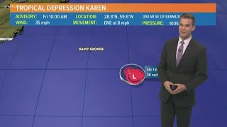 FRIDAY: The latest on Karen and Lorenzo out in the Atlantic