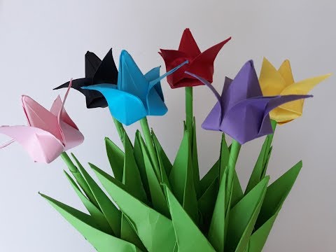 Origami Lale Yapımı. Kağıttan En Güzel Lale Nasıl Yapılır?  The Most Beautiful Tulip