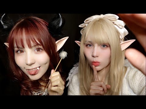 ASMR 天使と悪魔の双子耳かきで貴方を眠りの世界へご招待 ♱♡♱ 【ハロウィン】