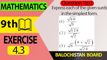9th Math Exercise 4.3 Questions 1 to 3 | class 9 maths exercise 4.3 q 1 to 3 | BBISE Quetta