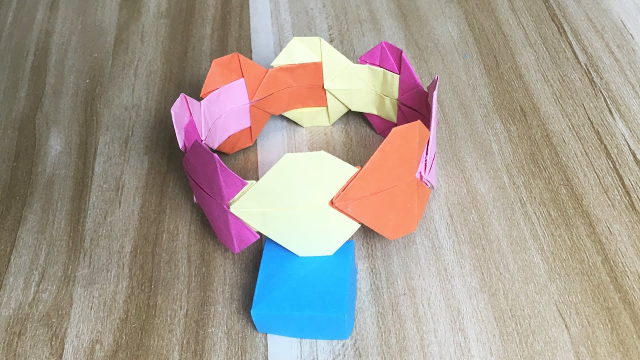 How to Make an Origami Wristband / Bracelet Step by Step - Paper Crafts ...