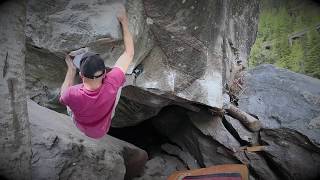 Dave Graham climbing The Riverbed, Font 8B, Magic Wood