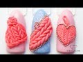 3d knitted plasteline gel nail art. 3d plasticine gel knitt effect. Nails 2020. 3d jumper gel nails