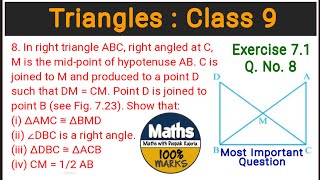 In right triangle ABC, right angled at C, M is the mid-point of hypotenuse AB. C is joined to M and