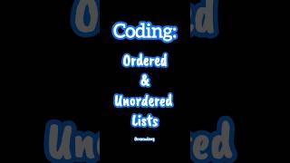 Ordered and Unordered Lists in HTML