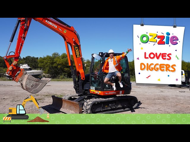 Diggers for Kids | Learn About Excavators With Ozzie For Toddlers like Blippi class=