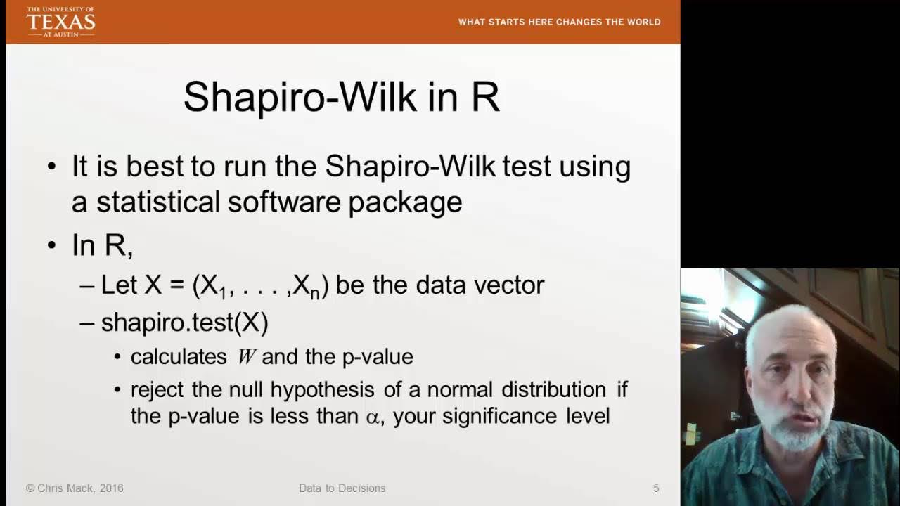 Lecture16 (Data2Decision) ShapiroWilk Test YouTube