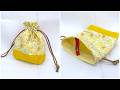 巾着袋の作り方 マチ付き裏地付き　How to make a drawstring pouch / diy kawaii pouch