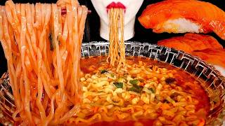 ASMR MUKBANG | 진짬뽕, 연어초밥 먹방 Spicy Noodles(Jinjjamppong), Salmon Sushi | Eating Sounds