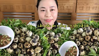 #mukbang cái kết bất ngờ khi lần đầu ăn trứng cút luộc cả vỏ