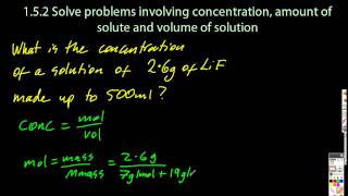 S1.4.5 Solve Problems Using Concentration, Amount of Solute and Volume [SL IB Chemistry]