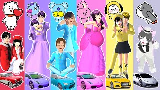 Yuta Mio Celine Kumpul Mobil Warna Pink Lilac bt21! Mama Hamil ikut! Drama Sakura School Simulator