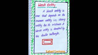 Weak Entity of Entity Types in DBMS notes by Lahari Lectures #LahariLectures #notes #shorts #dbms