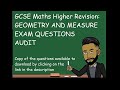 Last Minute GCSE Maths Higher Revision: Geometry And Measure Exam Questions