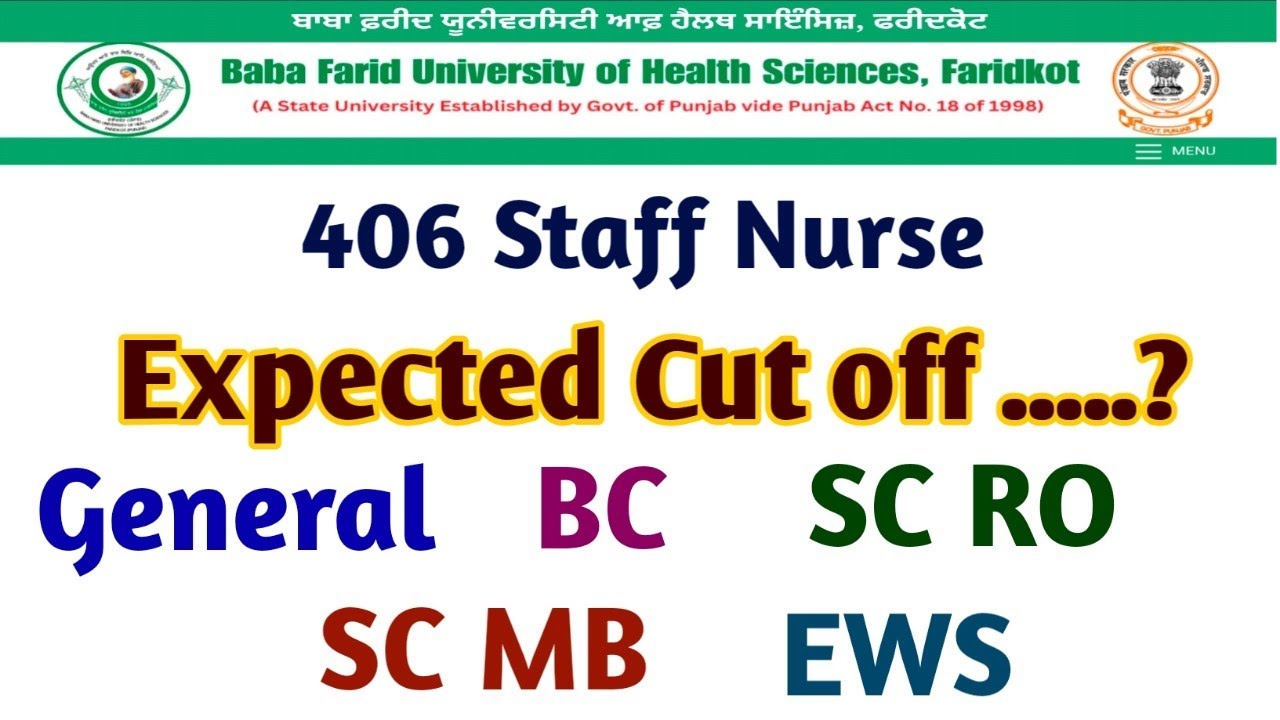 Bfuhs 406 staff nurse expected cut off 
