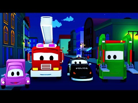 Видео: Авто Патруль: пожарная машина и полицейская машина, и Ночная тайна в Автомобильный Город |