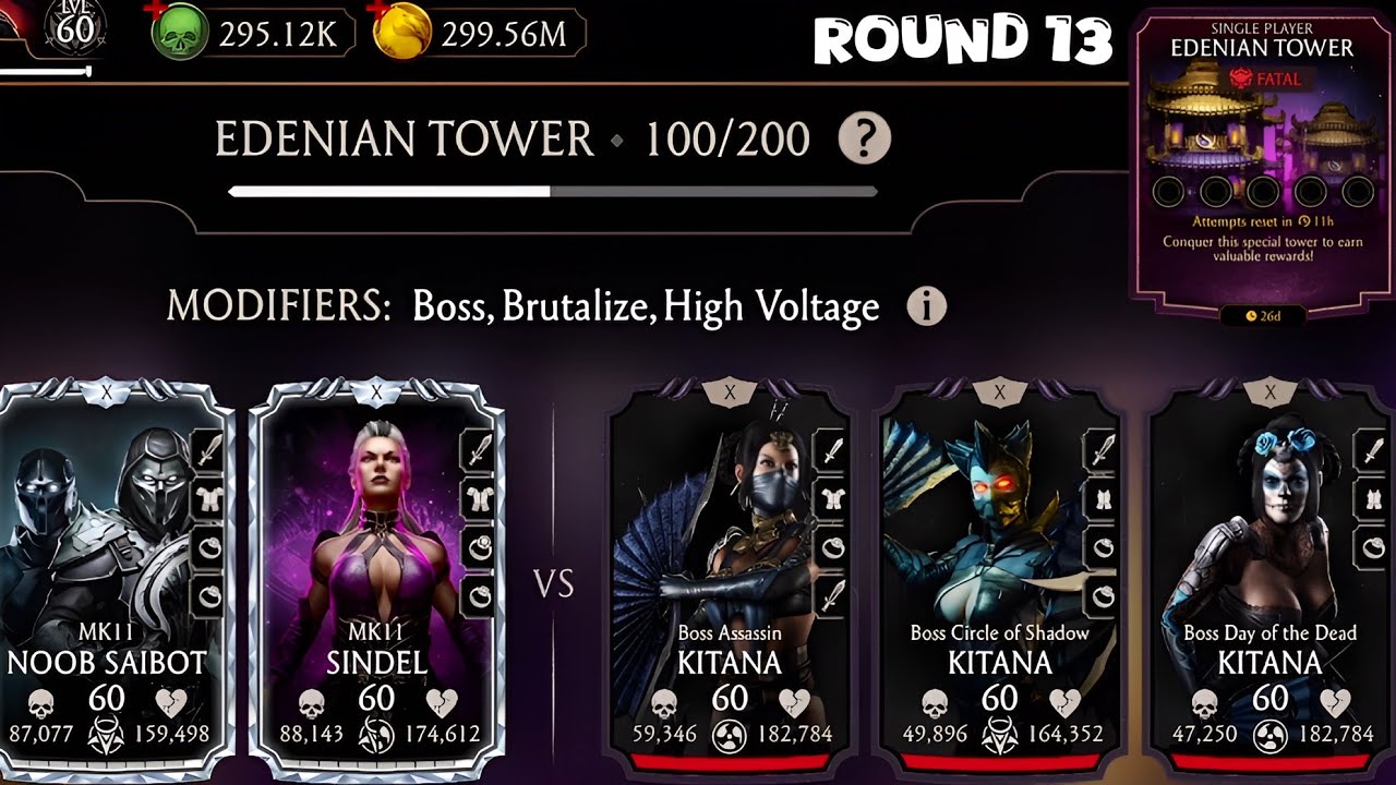 Fatal Edenian Tower Boss Battle 100,120 & 140 Fight + Reward MK Mobile | Team MK11