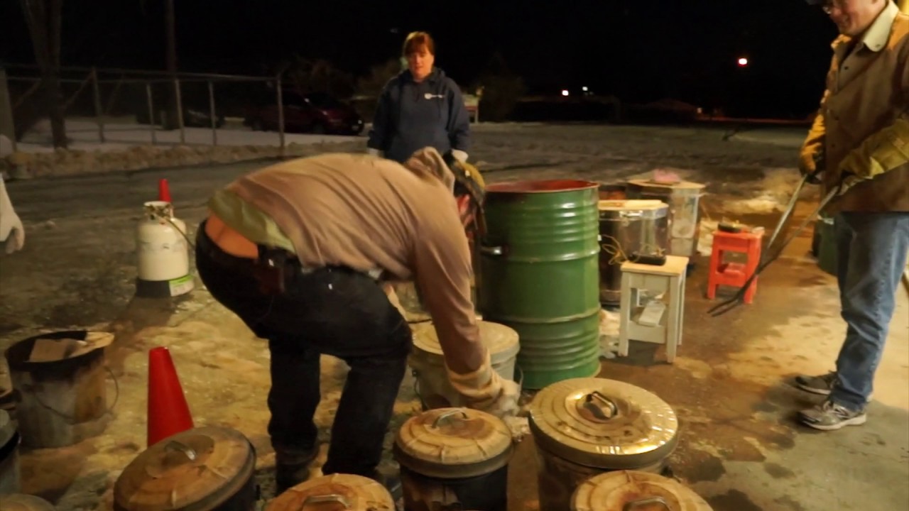 Raku Firing at the Spokane Potters'Guild, December 20, 2016