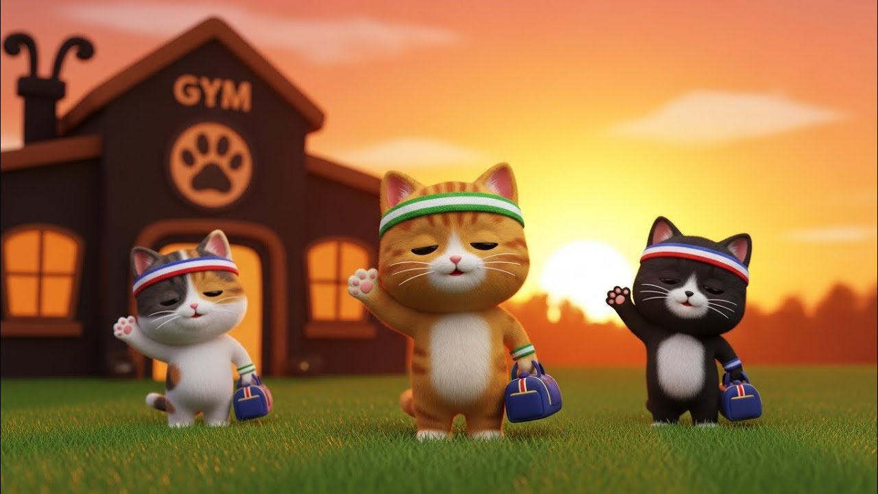 Kittens Going to Body Building 🐱💪 | Funny Kids Song | Cute Nursery Rhymes