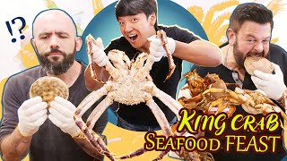 KING CRAB SEAFOOD FEAST & Sake With Adam Richman & Binging with Babish