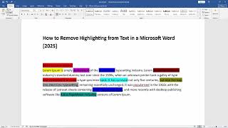How to Remove Highlighting from Text in a Microsoft Word (2025)