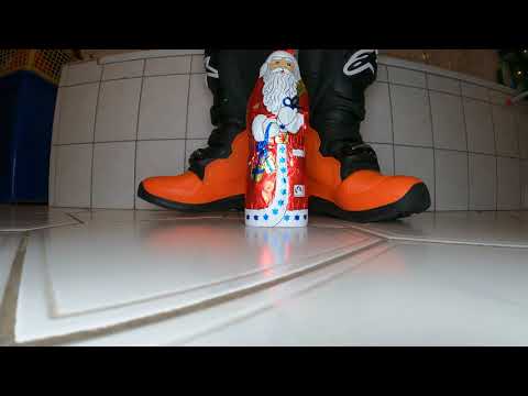 Stomping chocolate Santa Claus with Alpinestars Tech 7 Enduro KTM Edition MX boots