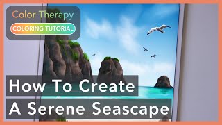 Digital Coloring Tutorial: How to color a Serene Seascape screenshot 2
