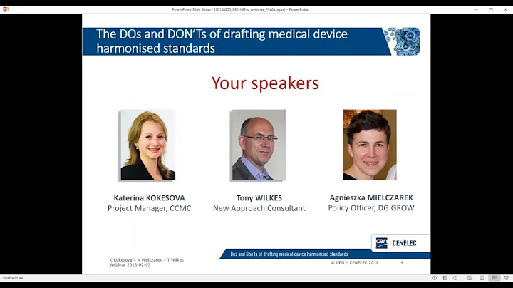 Webinar for standard drafters - The DOs and DONTs of drafting medical device harmonised standards