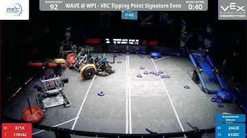 Match 92 for WAVE at WPI - Vex Robotics TIpping Point