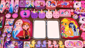 Special Series #32 PRINCESS FROZEN and UNICORN PURPLE vs PINK! Mixing Random Things into Slime