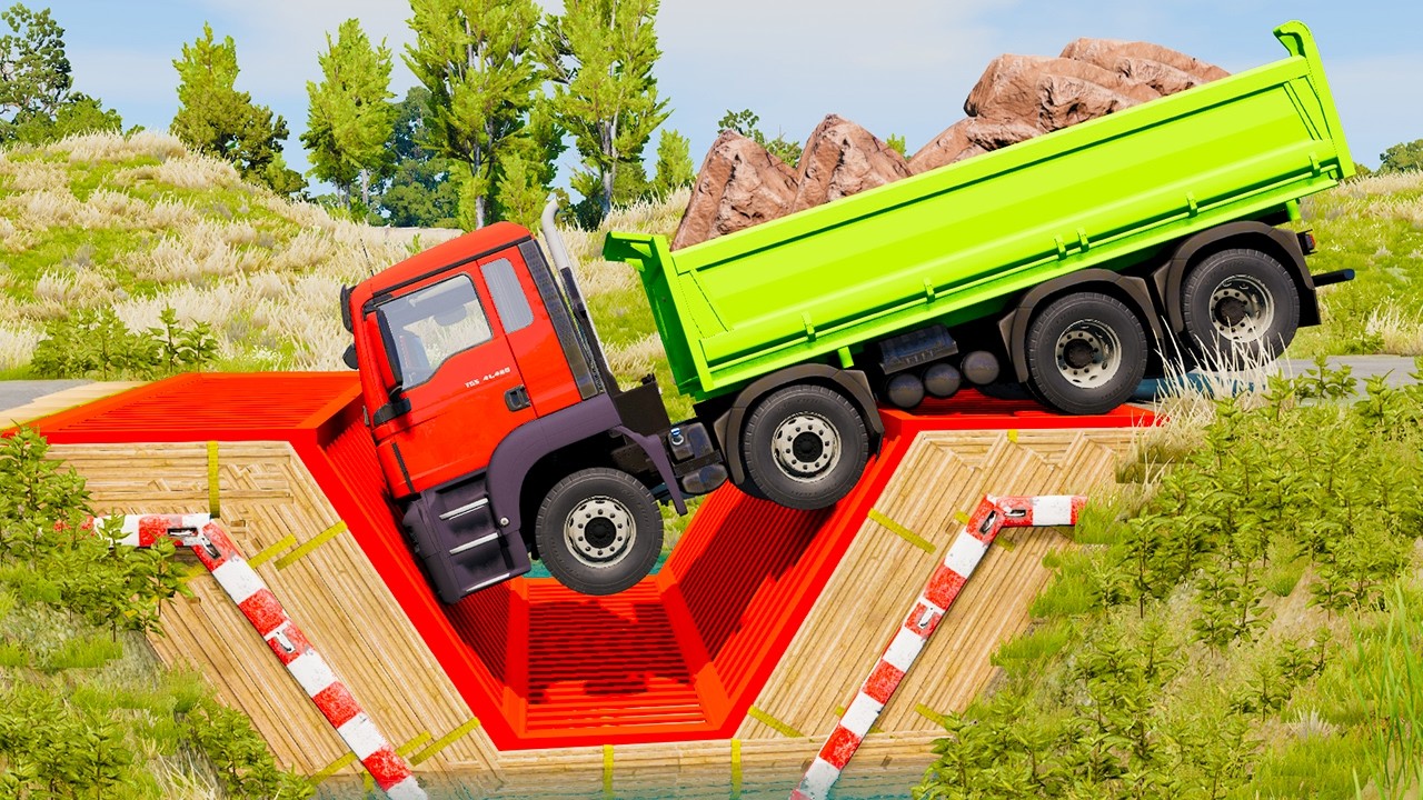 Truck Almost Stuck on Giant Speed Bump | Driver Skills Gameplay | Game Daily #40 BeamNg.Drive
