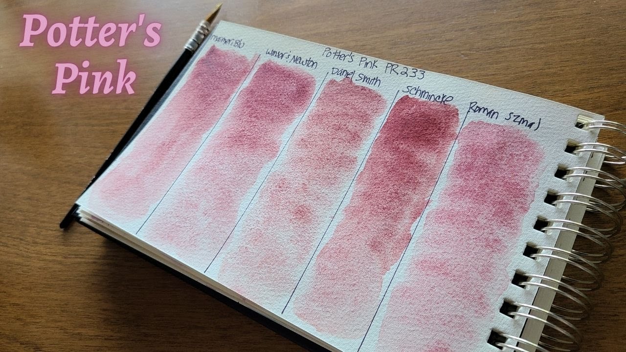 Watercolor Comparison Potter's Pink Schmincke, Daniel Smith, Maimeri, Roman Szmal, Winsor