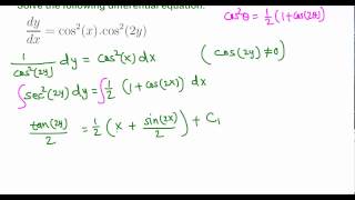 Separable differential equations example 3/11