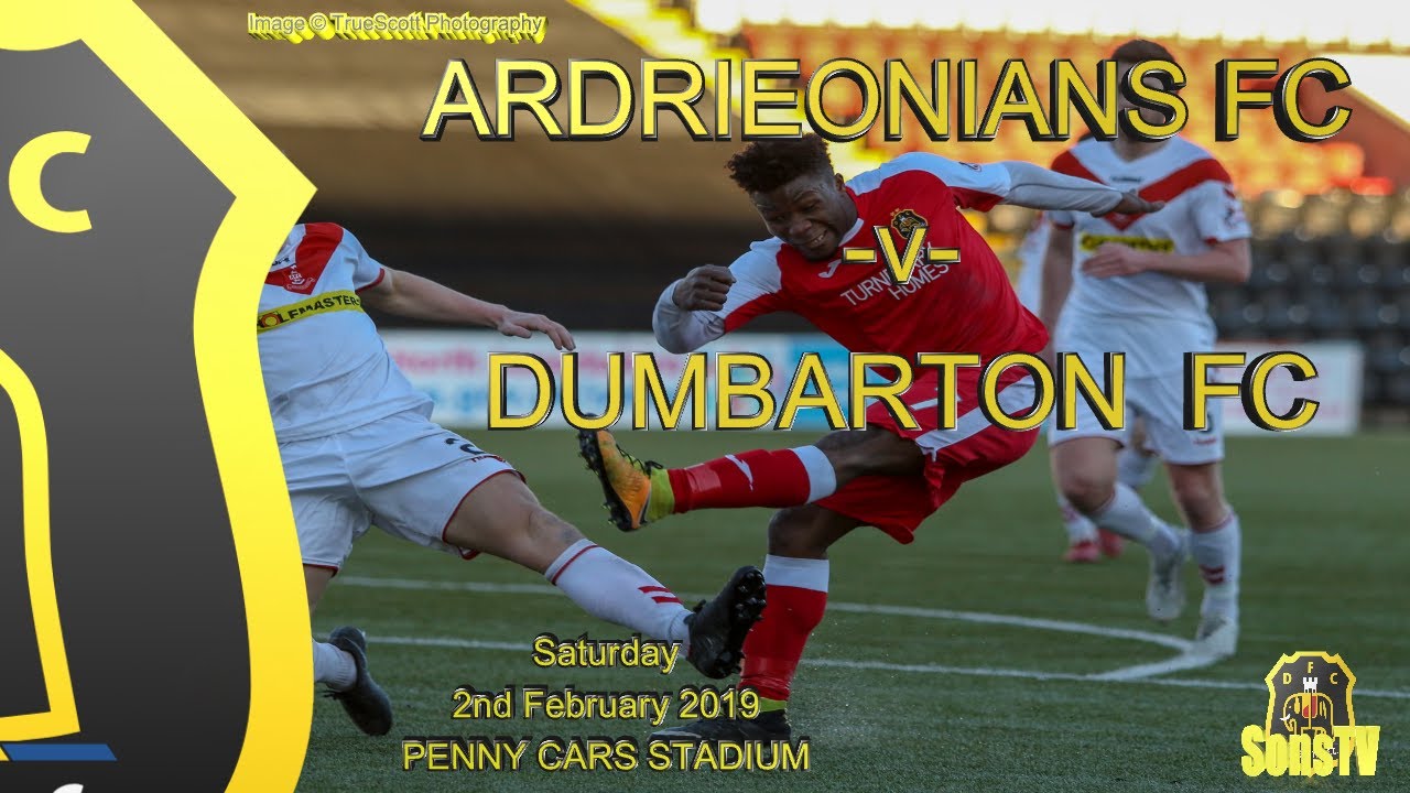 football score Airdrieonians FC v Dumbarton FC, Saturday 2nd Feb 2019
