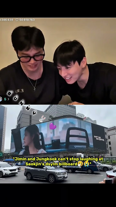 Jimin and Jungkook can't stop laughing at Seokjin's dsylm billboard🤧😭 #jin #jimin #jungkook #shorts