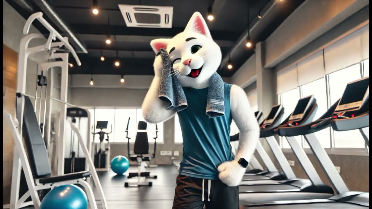 The Gym Struggles: White Humanoid Cat's Hilarious Gym Journey 🏋️‍♀️|| Funny Animated Story