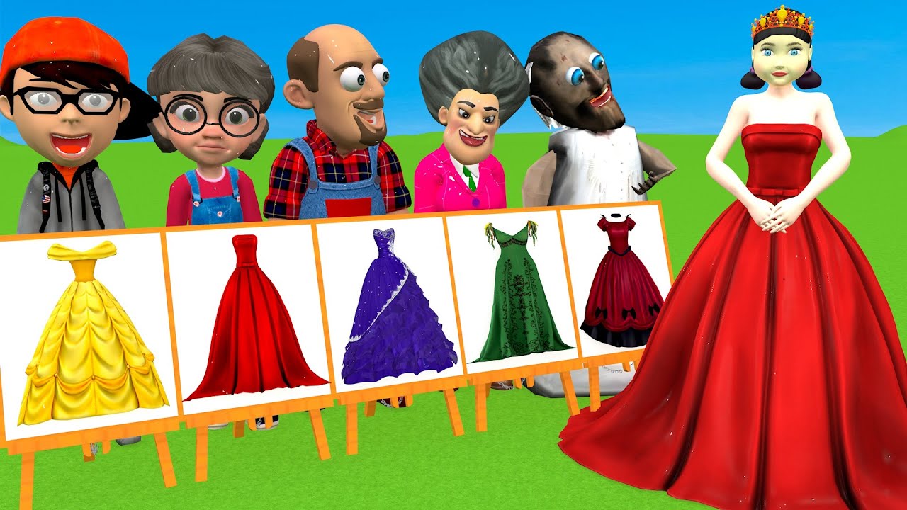 Scary Teacher 3D vs Squid Game Choose Beautiful Princess Dress vs Dressing Room 5 Times Challenger