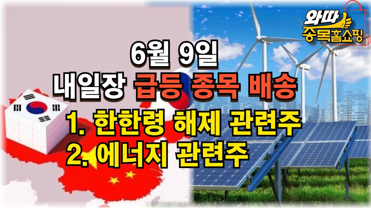6월 9일 쇼핑 종목 / 1. 한한령 해제 관련주 2. 에너지 관련주 [25.06.09 와따 종목홈쇼핑]