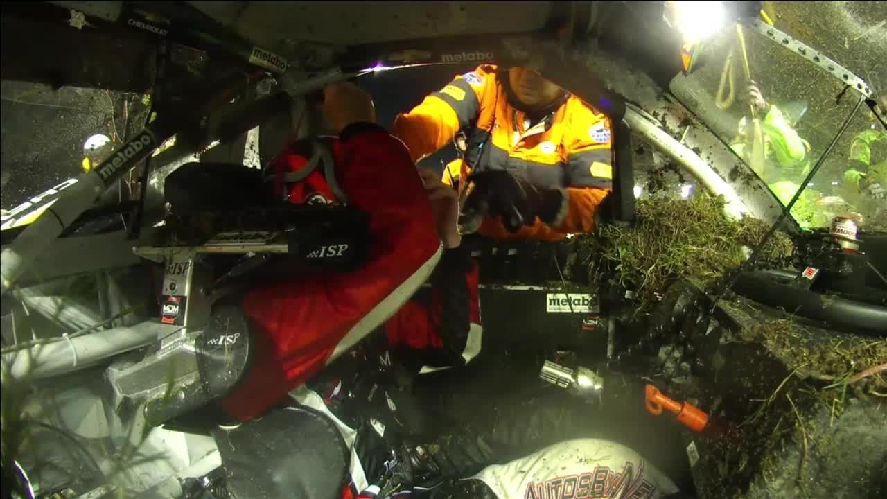 Inside view: Safety crews turn Peters' truck back over