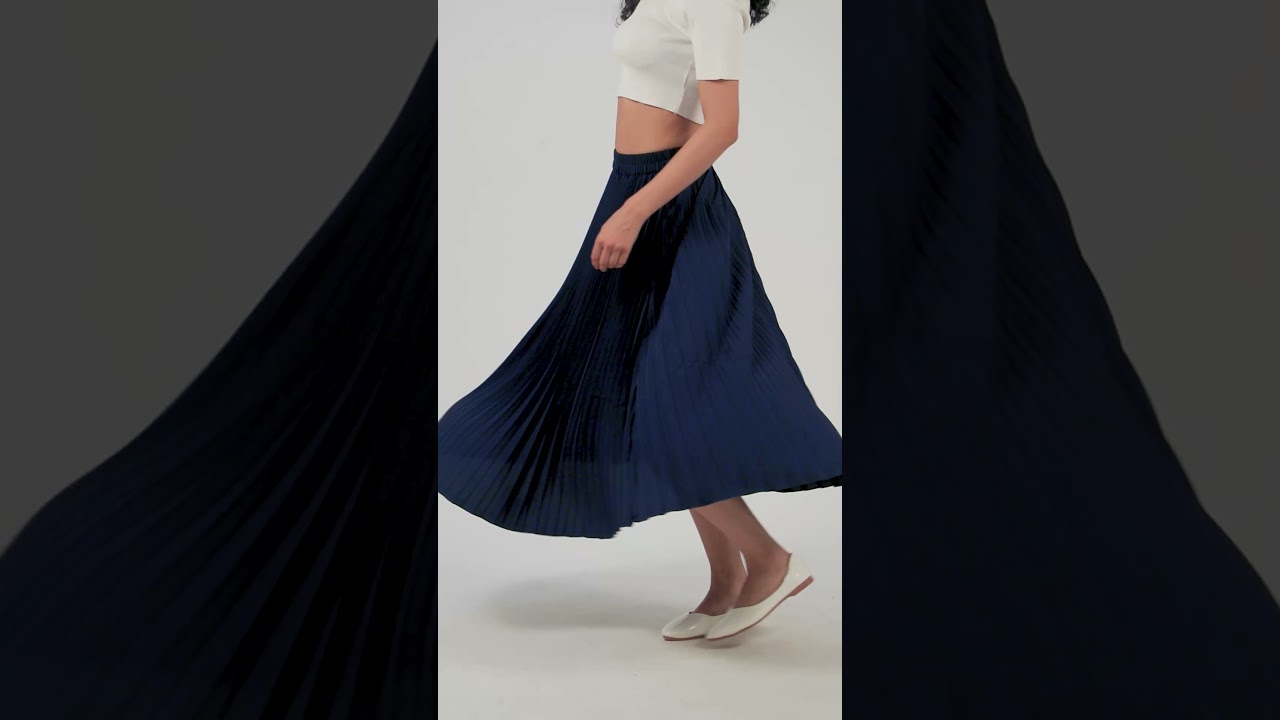 AASK Solid Women Pleated Blue Skirt