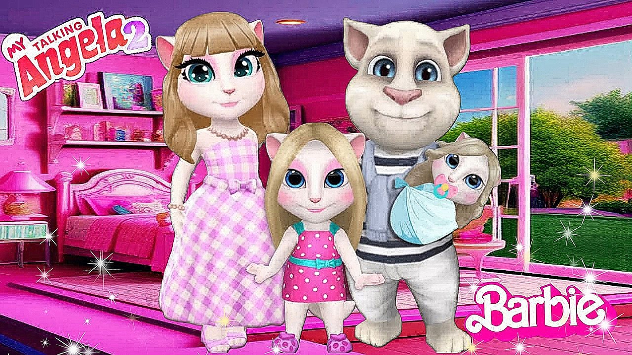 My Talking Angela'm 2 😻  Angela Barbie and Tom Ken With His Doughters | New Update  Cosplay →