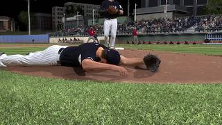Pitcher takes one to the face