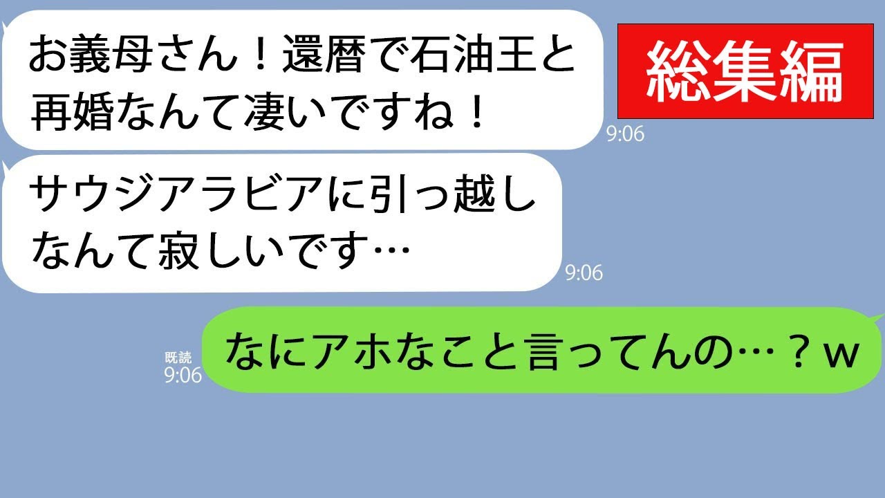 【LINE】夫「母さんが中東の石油王と再婚するからしばらく帰れない！」→還暦の義母にお祝いのメッセージを送るとブチ切れられて…ｗ【総集編】