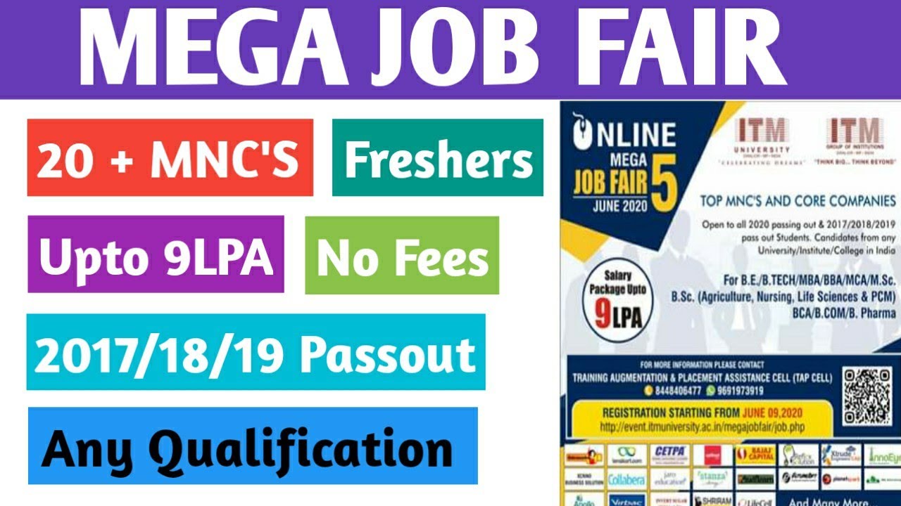 ITM University Mega Job Fair 20 + MNC Companies Package Upto 9LPA