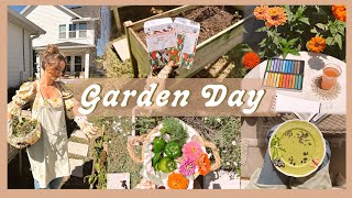 A DAY IN THE GARDEN | prepping & planting for spring! 🌼