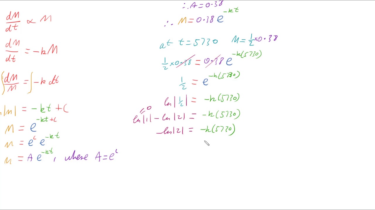 Application of Differential Equations Exponential Decay YouTube